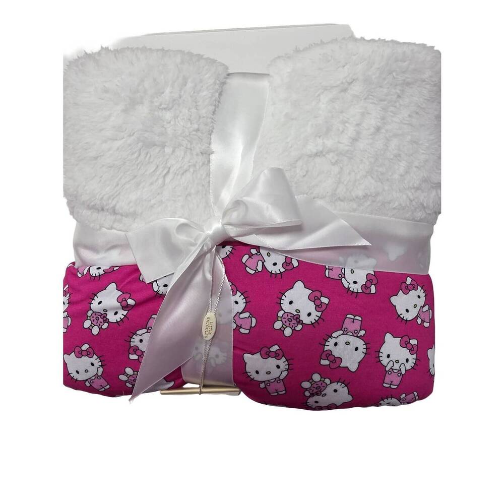 NEW CHARLIES PROJECT girls hello cutie plush bamboo blanket large in pink multi